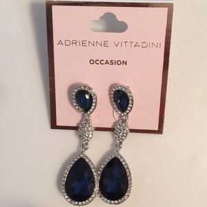 New Adrienne Vittadini Blue and Crystal Earrings